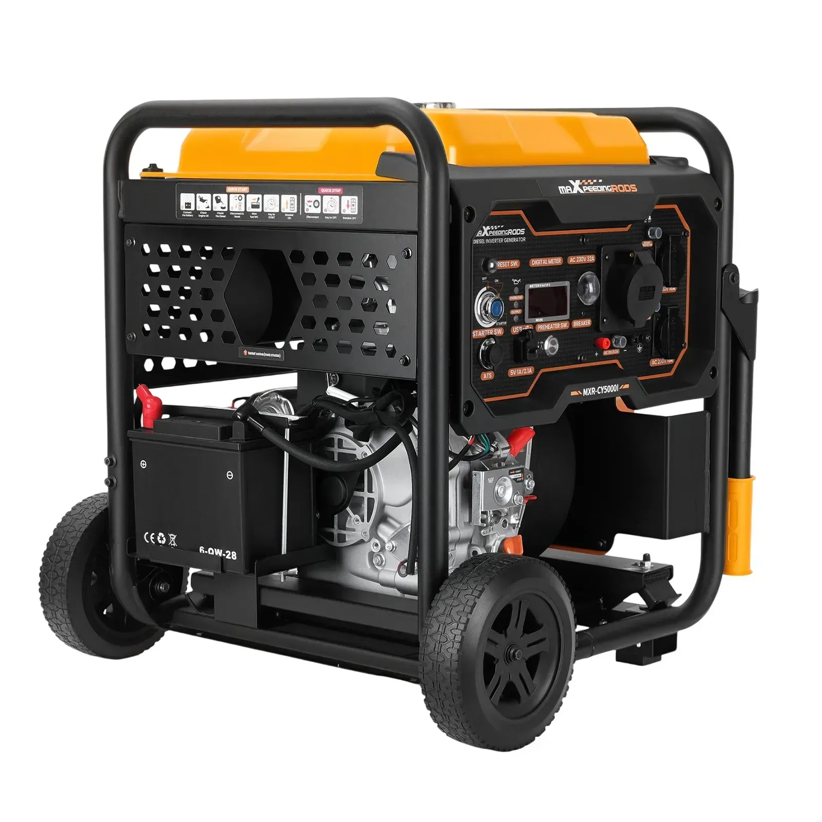 Генератор інверторний дизельний MaXpeedingRods MXR-CY5000i, 4.5 кВт, дизель, електростартер — фото 2
